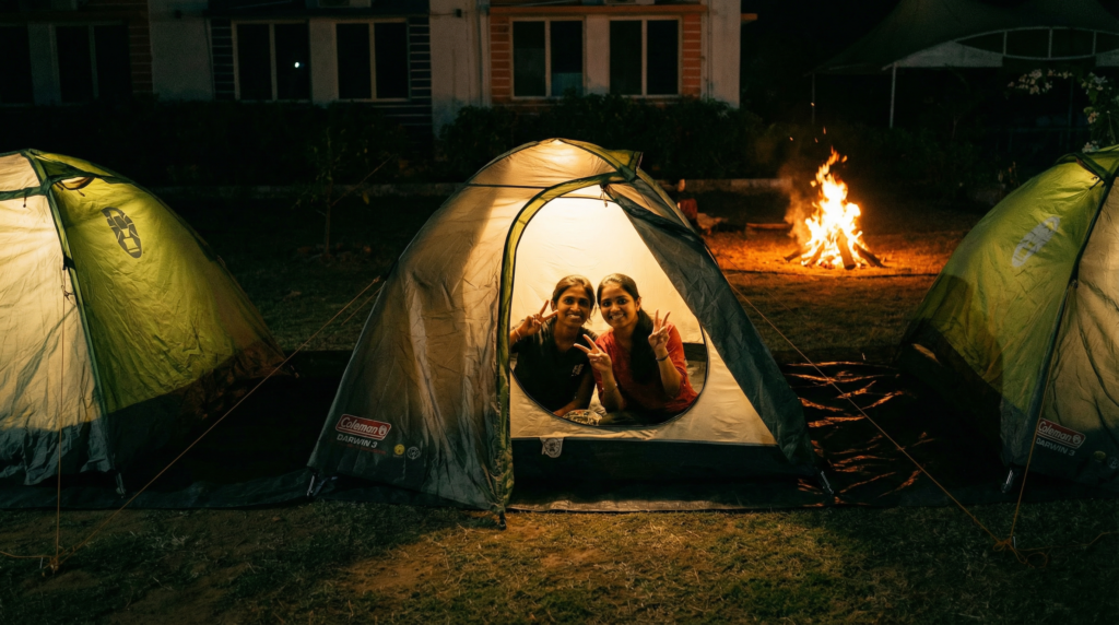 Camping at Adventure Sports Academy of Andhra Pradesh in Gandikota during outdoor training program