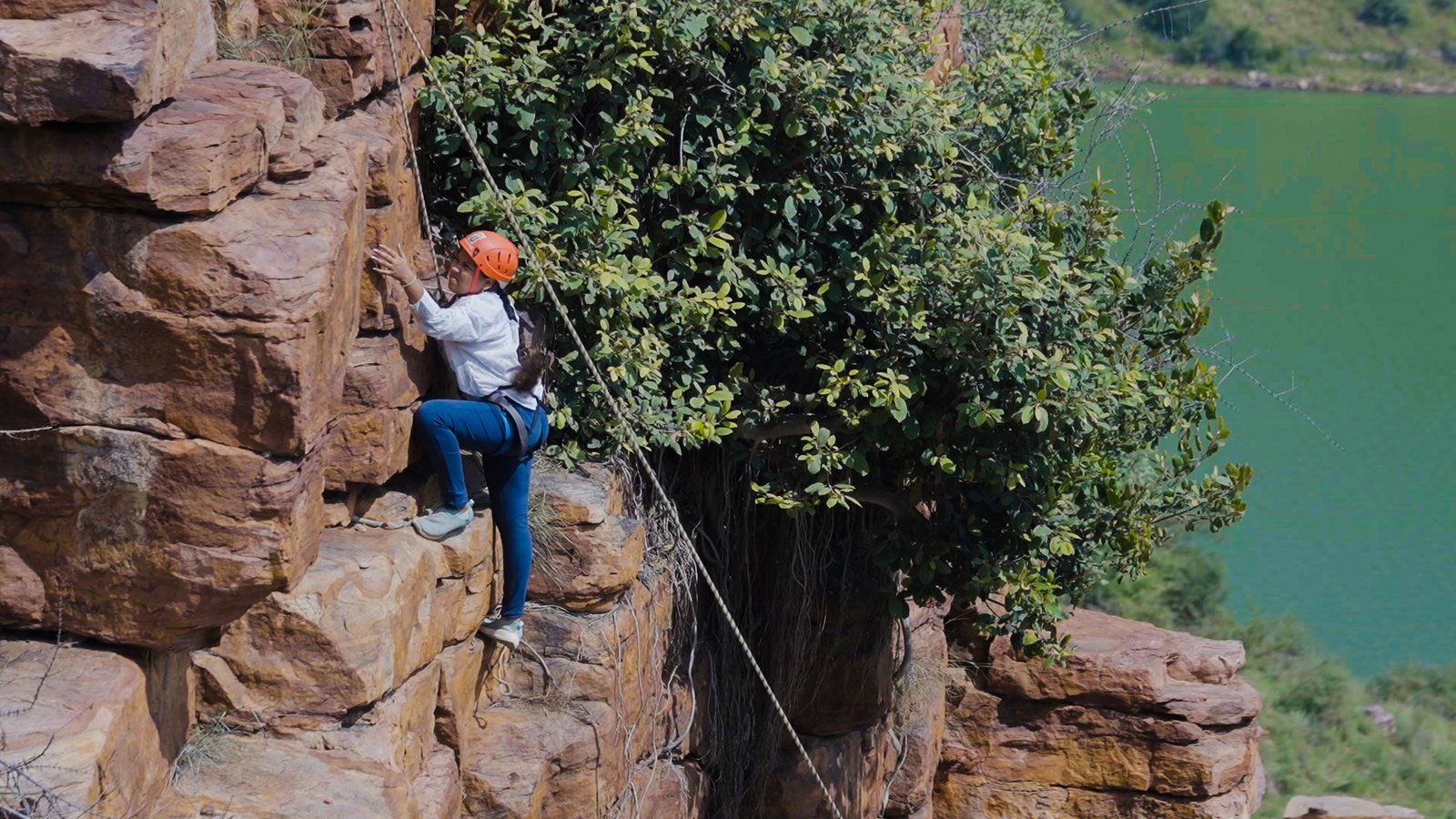 Tourist climbing activity at Gandikota with Adventure Sports Academy of Andhra Pradesh (ASAAP)