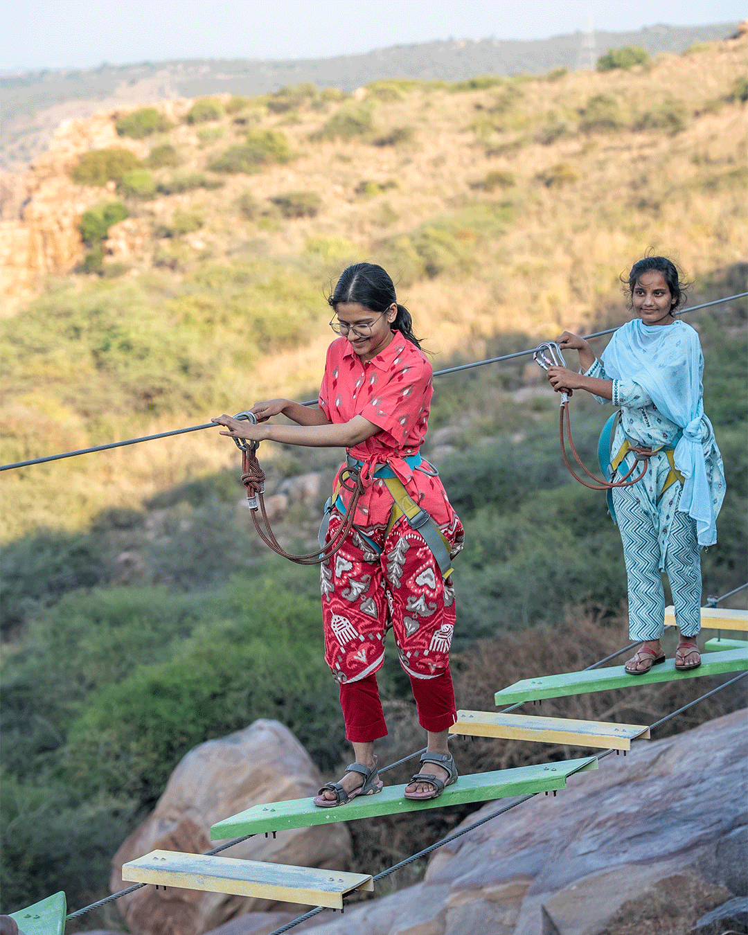 Students participating in high rope course at Gandikota with ASAAP